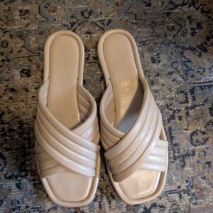 Women's Seychelles Leather Crossband Slide  Word for Word Cream Leather